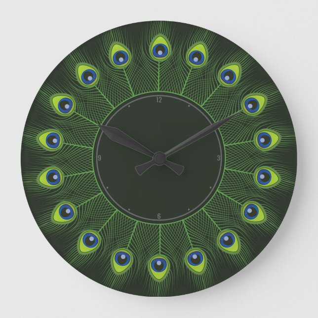 Grande Horloge Ronde Exquisite Peacock Feathers Vivid Pheasant Bird (Recto)