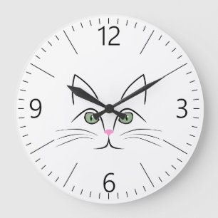 Grande Horloge Ronde Face de chat