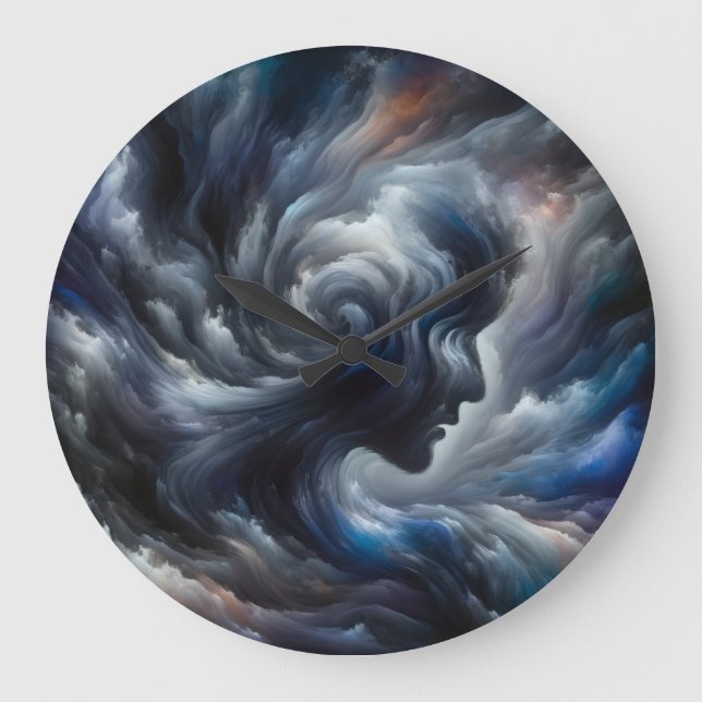 Grande Horloge Ronde face in clouds Surreal Fantasy Art (Recto)