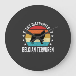 Grande Horloge Ronde Facilement distrait par le chien Tervuren belge