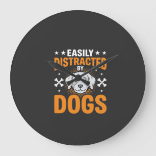 Grande Horloge Ronde Facilement Distrait Par Les Chiens