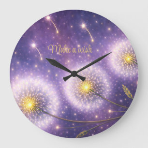 Grande Horloge Ronde faire un vœu fleurs de pissenlit rêves de souhaits