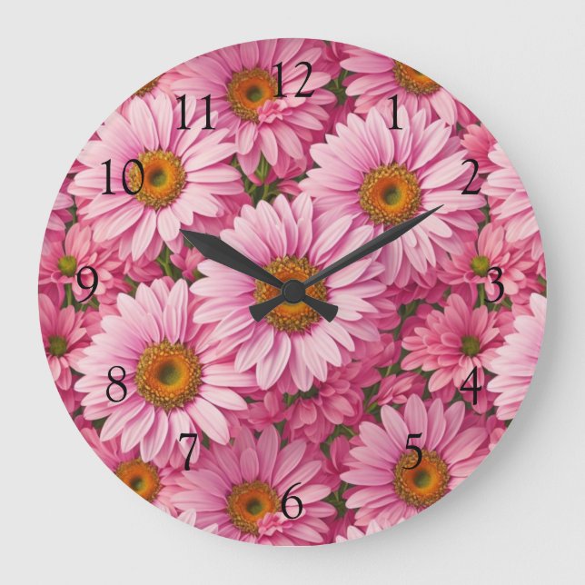 Grande Horloge Ronde Faisceaux rose rose printanière rose pâle margueri (Recto)