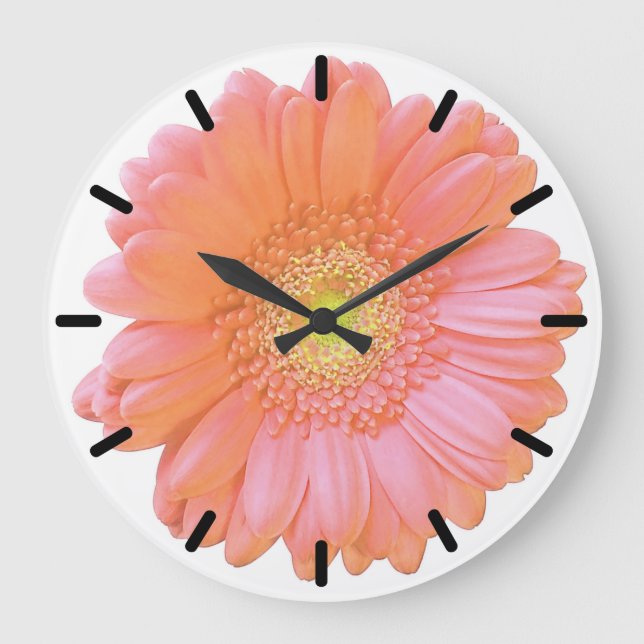 Grande Horloge Ronde Faisée de gerbera orange (Recto)