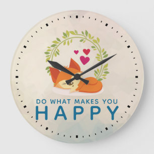 Grande Horloge Ronde Faites ce qui vous rend heureux Renard dormant ave