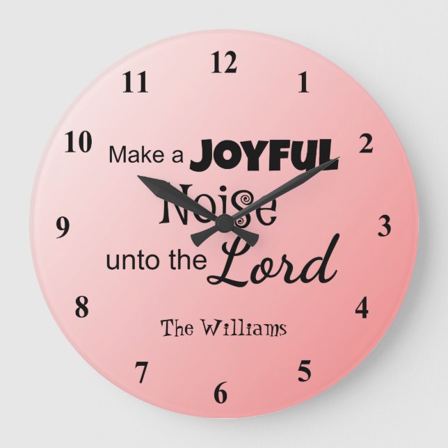 Grande Horloge Ronde Faites un bruit joyeux assez rose (Recto)
