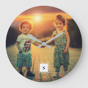 Grande Horloge Ronde Faites votre propre photo personnelle de famille m