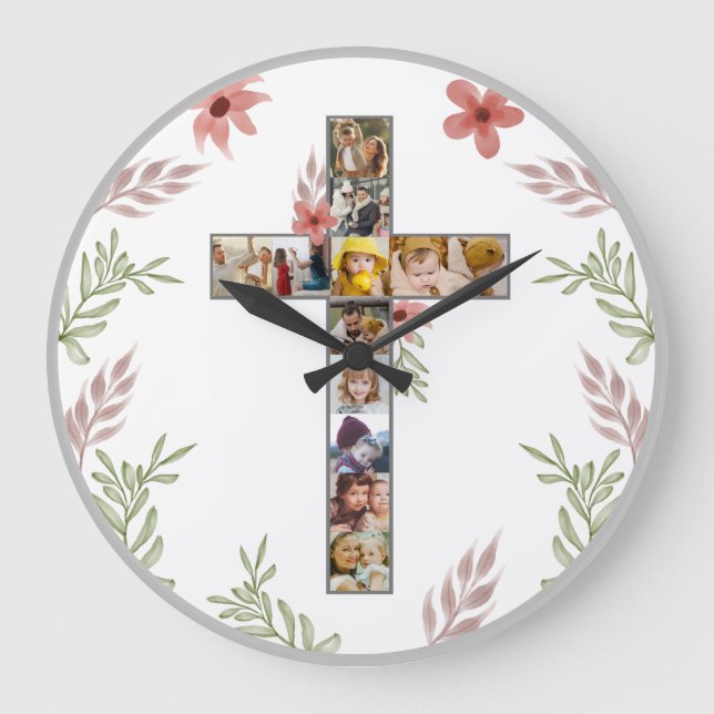 Grande Horloge Ronde Famille Jésus Croix Église chrétienne Lover (Recto)