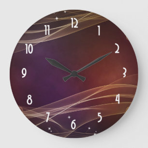 Grande Horloge Ronde Fancy Maroon Background with Wispy Gold Accents