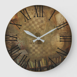 Grande Horloge Ronde Fantaisie Vintage Alice au Pays des Merveilles Bur