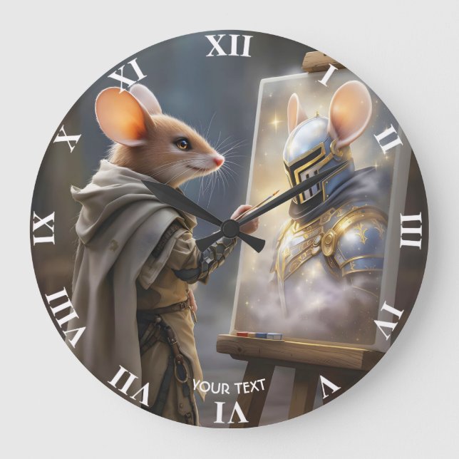Grande Horloge Ronde Fantasy Cute Mouse Painting Mouse (Recto)