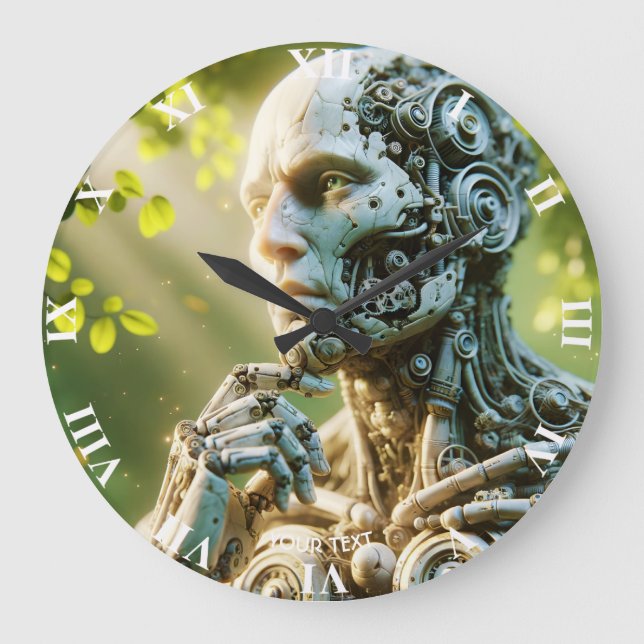 Grande Horloge Ronde Fantasy Cute Robot Face Sculpture (Recto)