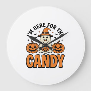 Grande Horloge Ronde Fantôme d'Halloween ici pour les bonbons Mignon Vi