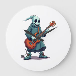 Grande Horloge Ronde Fantôme jouant de la guitare � T-shirt Halloween m