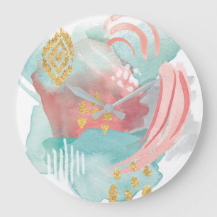 Grande Horloge Ronde Faridas Abstrait - Couleurs Mutues