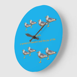 Grande Horloge Ronde Faune aquatique Mouettes