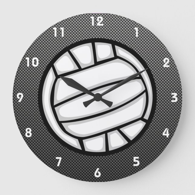 Grande Horloge Ronde Faux Carbon Fiber Volleyball (Recto)