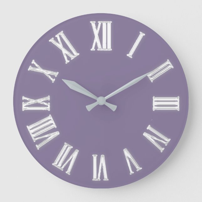 Grande Horloge Ronde Faux Gold Metallic Minimal Numéros Romains Lavende (Recto)