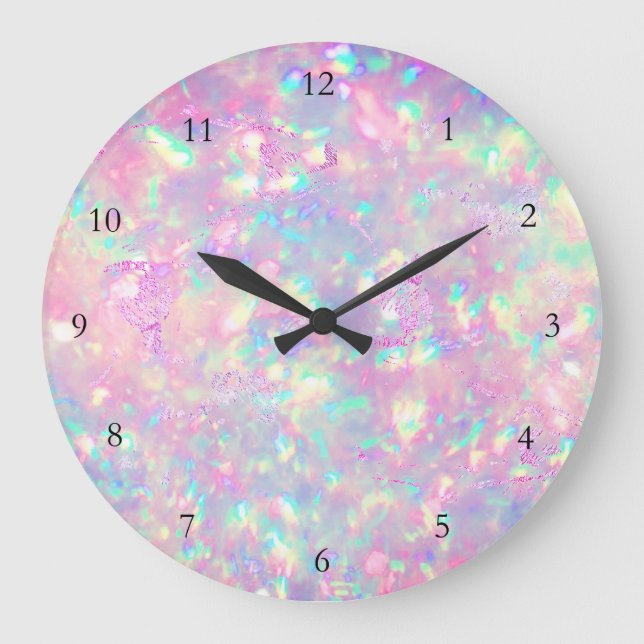 Grande Horloge Ronde FAUX iridescent opal effect Large Clock (Recto)