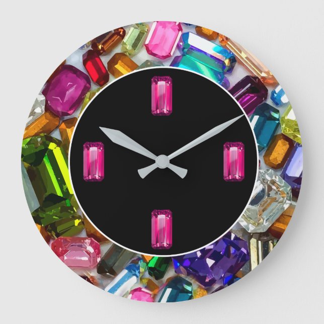 Grande Horloge Ronde Faux Jewel Glitzy Bling Wall (Recto)
