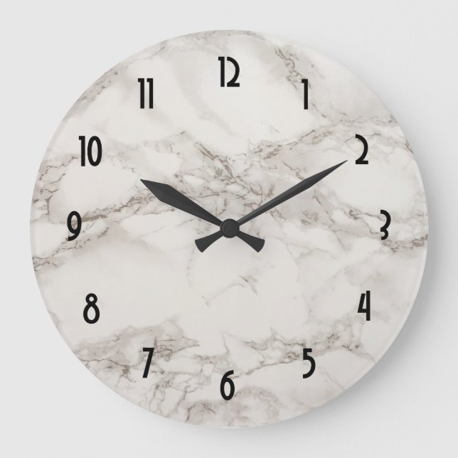 Grande Horloge Ronde Faux Marbre Albâtre Taupe Tan Abstrait (Recto)