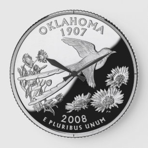 Grande Horloge Ronde Faux Oklahoma State Quarter Clock