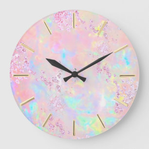 Grande Horloge Ronde FAUX paillettes d'opale