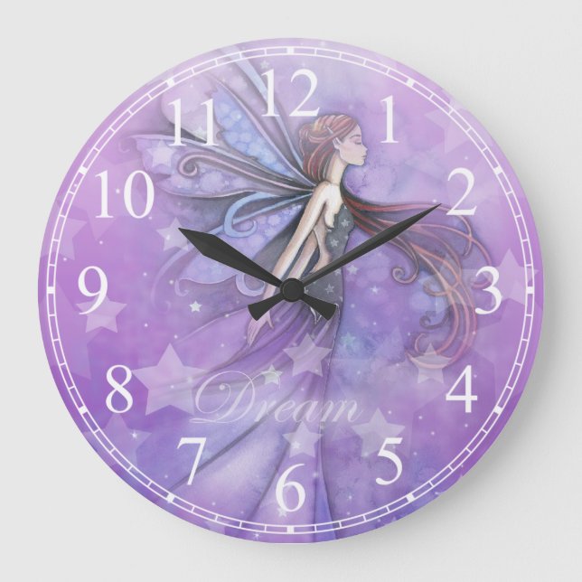 Grande Horloge Ronde Fée de rêve dans les étoiles (Recto)