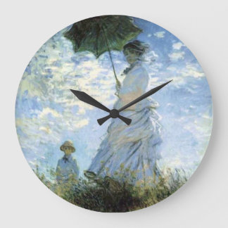 Grande Horloge Ronde Femme avec un parasol