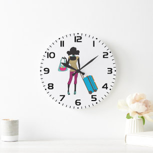 Grande Horloge Ronde Femme Avec Une Valise