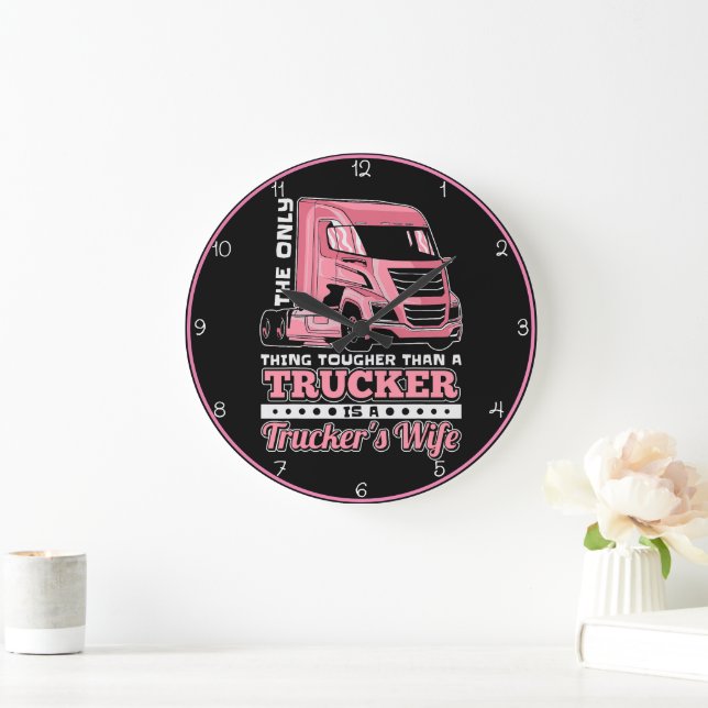 Grande Horloge Ronde Femme de camion rose : la plus dure jamais (Maison)