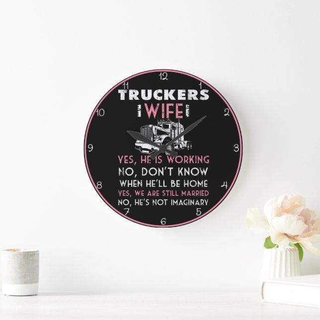 Grande Horloge Ronde Femme de camionnette Amusante Questions et réponse (Maison)