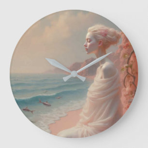 Grande Horloge Ronde Femme éthérée sur Dreamy Beach