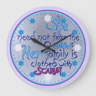 Grande Horloge Ronde Femme sage à l'horloge hivernale