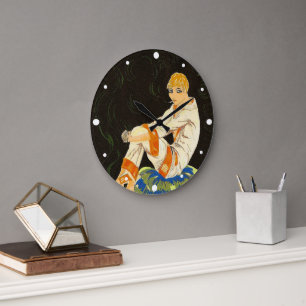 Grande Horloge Ronde Femme Vintage Art Déco, Fumant par S. Chompre
