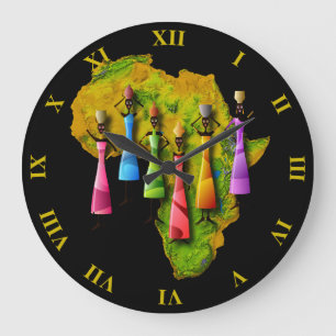 Grande Horloge Ronde Femmes africaines dans des robes colorées sur la