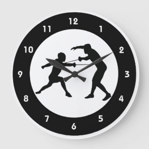 Grande Horloge Ronde Fencing Design Wall Clock