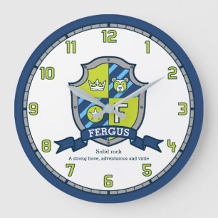 Grande Horloge Ronde Fergus nom de garçon signification lettre vert ble