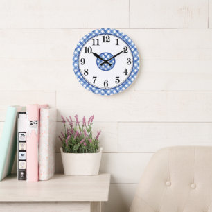 Grande Horloge Ronde Ferme bleue et blanche