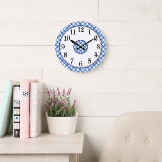 Grande Horloge Ronde Ferme bleue et blanche