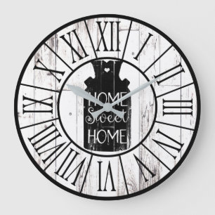 Grande Horloge Ronde Ferme Maison Blanche Bois Rustique Pot à Lait Mais