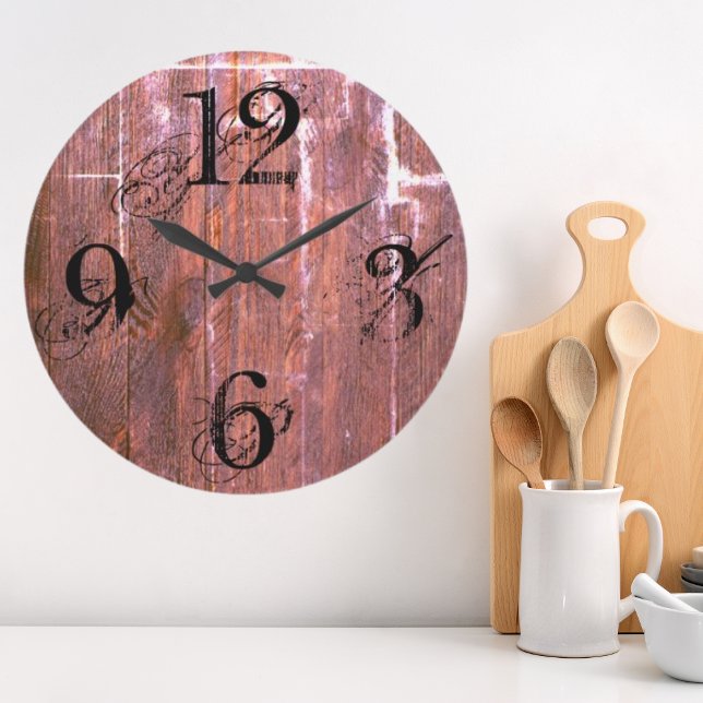 Grande Horloge Ronde Ferme Rustic County Wood (Créateur téléchargé)