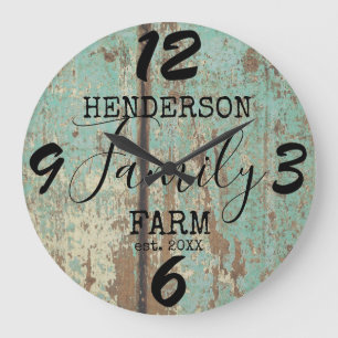 Grande Horloge Ronde Ferme Rustique Campagnarde Bois en Distress Famill