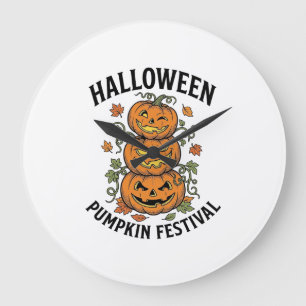 Grande Horloge Ronde Festival de citrouilles d'Halloween Jack O Lantern