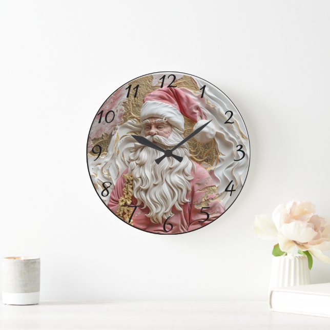 Grande Horloge Ronde Festive Père Noël la représentation artistique (Maison)