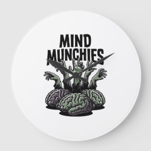 Grande Horloge Ronde Fête de cerveau de mort-vivant Vintage Mains de zo