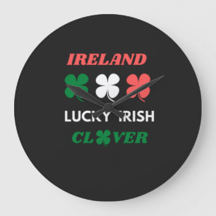 Grande Horloge Ronde Fête de l'irlande de trèfle chic irlandais st.patr