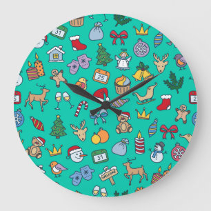 Grande Horloge Ronde Fête de Noël : Festive Sans Seamless.