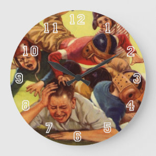 Grande Horloge Ronde Fête des pères vintage, les enfants de football et