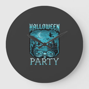 Grande Horloge Ronde Fête d'Halloween Maison Hantée Citrouilles Crâne S